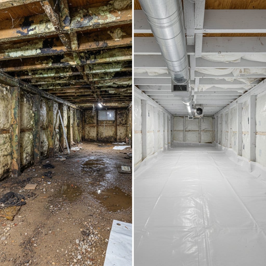 Mold Removal & Remediation restoration โ crawl space of multi-family property in Glen Rock, NJ